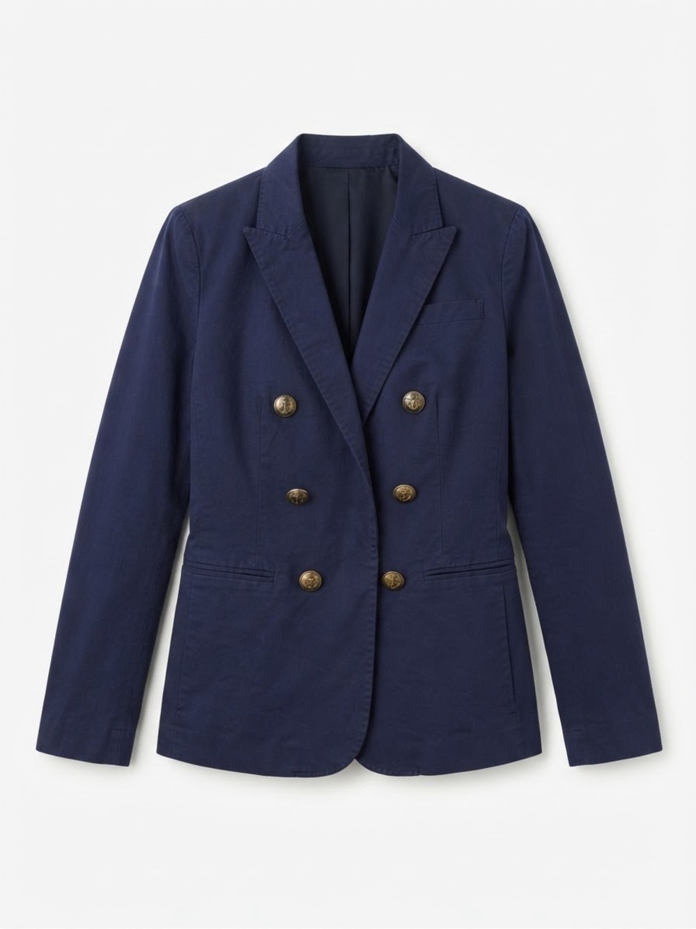 Banana Republic Navy Double-Breasted Blazer with Gold Buttons Classic Women's 8